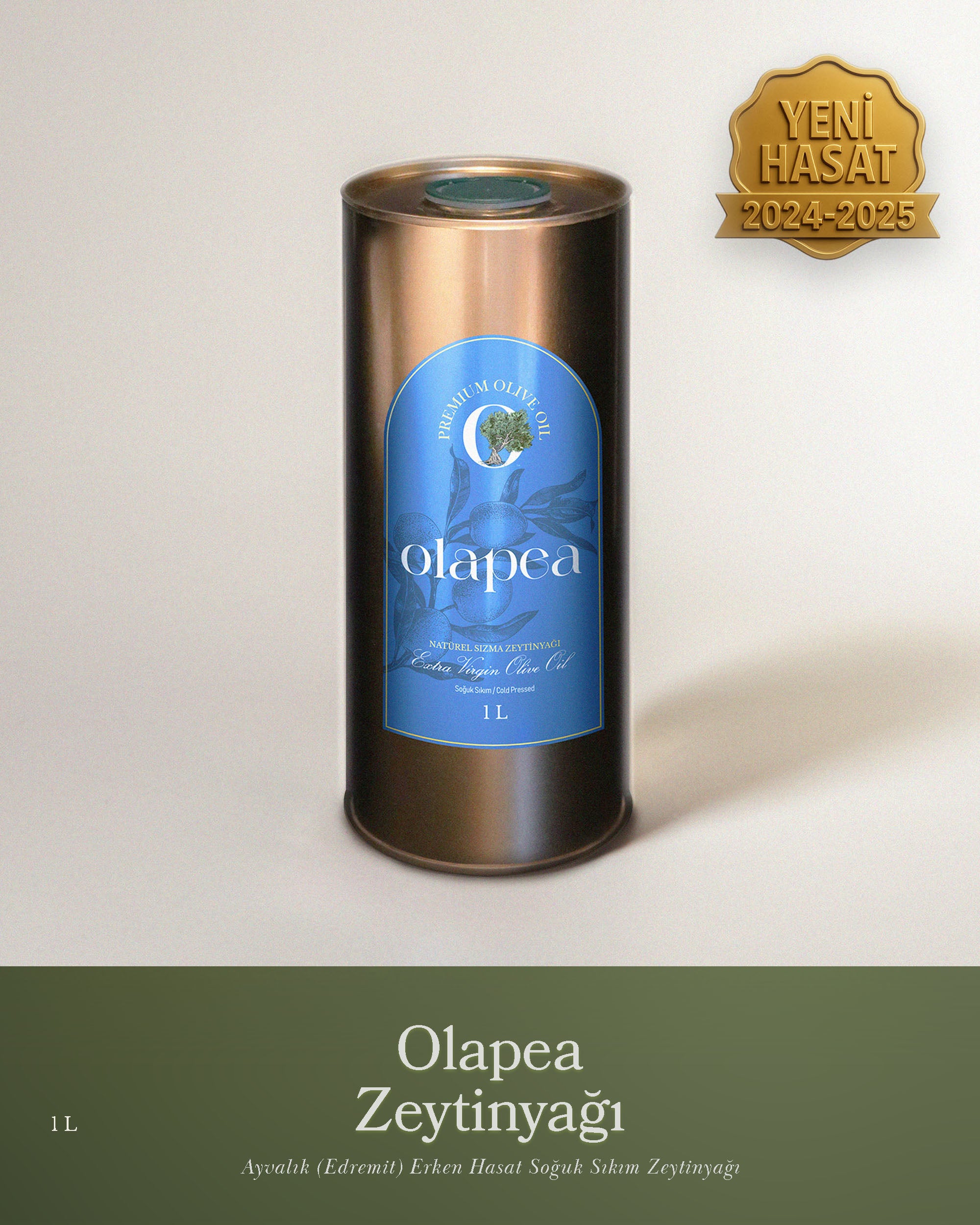 Olapea Ayvalık (Edremit) Erken Hasat Soğuk Sıkım Zeytinyağı 1 Litre