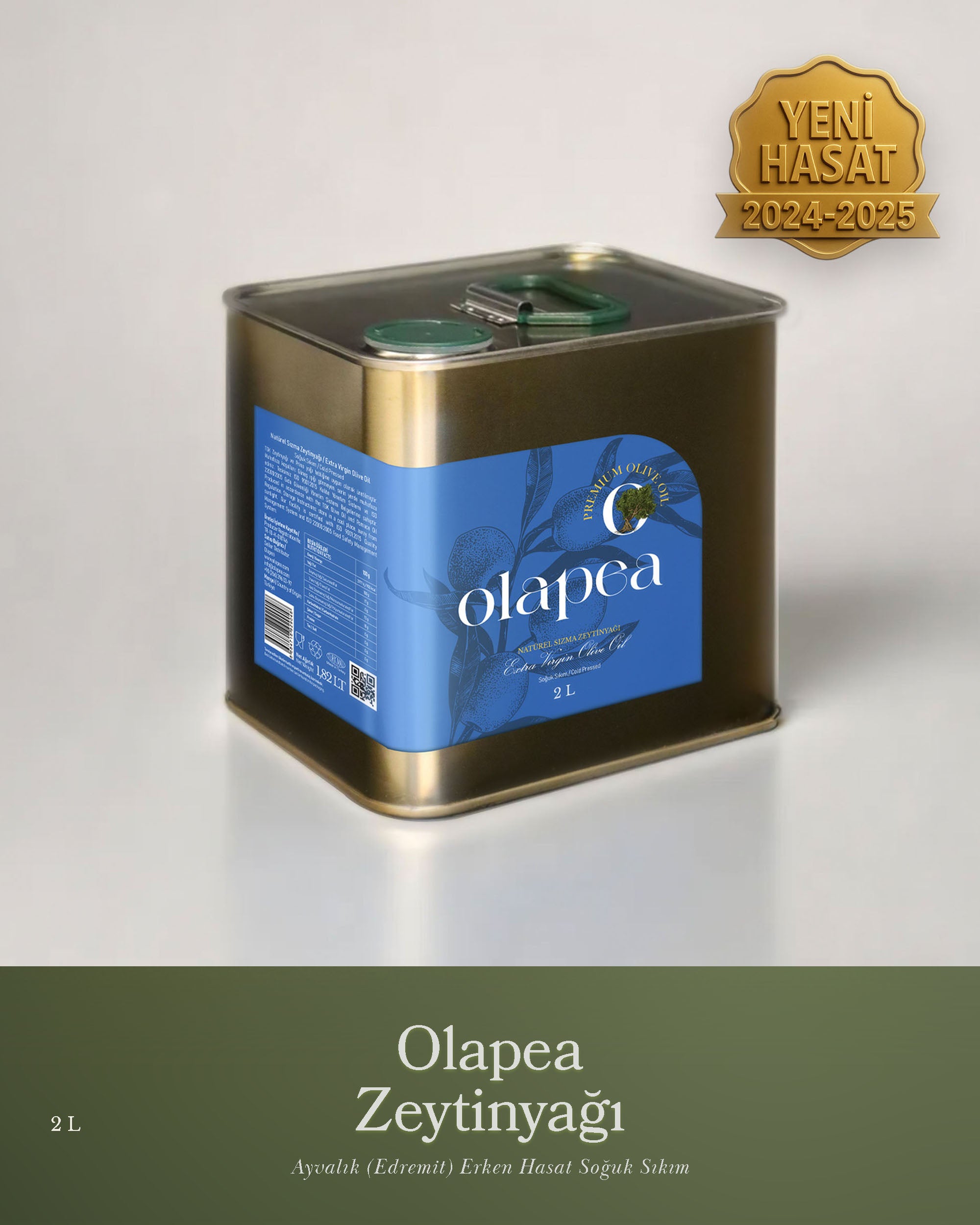 Olapea Ayvalık (Edremit) Erken Hasat Soğuk Sıkım Zeytinyağı 2 Litre