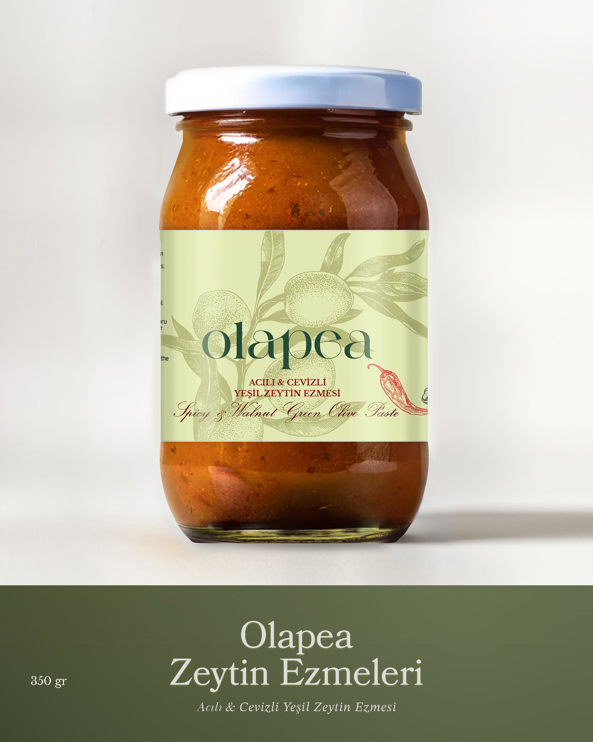 Olapea Acılı Cevizli Yeşil Zeytin Ezmesi